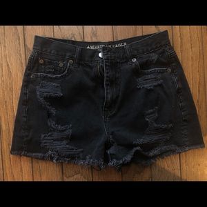 American Eagle black denim shorts